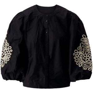 Zusss Blouse Blouse Met Borduur Mouwen 0309 0004 0000 Black Dames Maat - XS