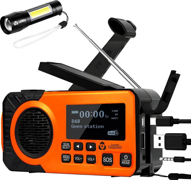 Current Components - DAB+ Noodradio - Draagbare Radio - Powerbank - Bluetooth - 5200mAh