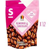 SWEET-SWITCH® - Amandelen in chocolade - Snoep - Bonbons - Amandel - Suikerarm - 12 x 100 g