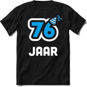 76 Jaar Feest kado T-Shirt Heren / Dames - Perfect Verjaardag Cadeau Shirt - Wit / Blauw - Maat 7XL