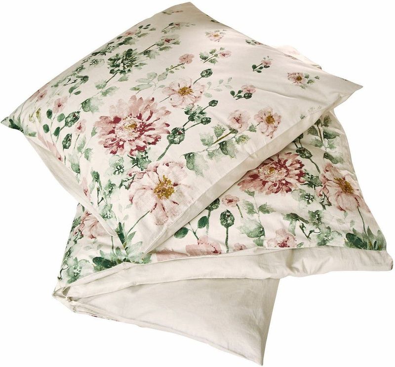 LOBERON - Beddengoed Brinalie - Roze en Groen - Katoen - Hotelsluiting