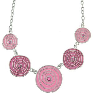 Behave Ketting zilver-kleur roze 46 cm