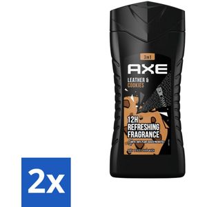 Axe - 3-in-1 Douchegel - Leather & Cookies - 100% Plantaardig - 250 ml - Voordeelverpakking - 2 stuks
