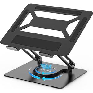 Verstelbare laptopstandaard voor bureau met 360° roterende basis - Ergonomisch en opvouwbaar - Compatibel met MacBook Pro/Air en notebooks tot 17 inch - Zwart