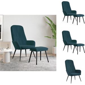 vidaXL Relaxstoel Blauw - 70 x 77 x 98 cm - Zacht fluweel - Stevig frame - Extra comfort - Trendy ontwerp - Incl - voetenbank - Fauteuil