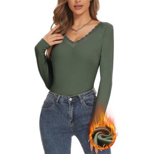 Thermo-shirt Lange Mouwen Dames | Warme Trui voor Winter | V-hals Onderhemd Functioneel Shirt