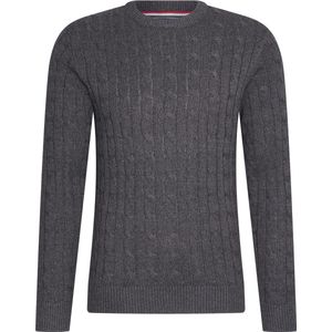 Cappuccino Italia - Heren Sweaters Cable Pullover Antraciet - Grijs - Maat L