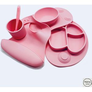 Kinderservies met Zuignap - Babyservies set - kinderservies set 5 delig - BPA vrij - kraam cadeau - kinder bestek - roze