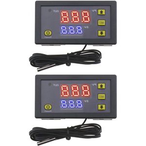W3230 LCD Digitale Thermostaat - Set van 2 - Temperatuurregelaar - 12V 20A - LED Schakelaar - Sensor -50-110 Graden .