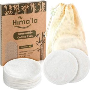 12 Stuks Herbruikbare Make-up Remover Pads - Milieuvriendelijke Bamboe Wattenschijfjes met Wasbare Waszak
