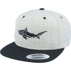 Hatstore- Paper Shark Heather Grey/Black Snapback - Origami Cap