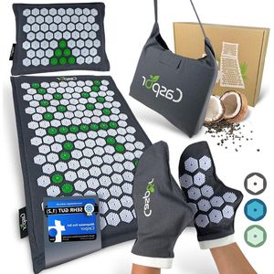 Acupressuurmat met kussen en tas - 100% linnen kokosvezels - boekweitbont massagemat - hele lichaam massage matras