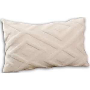Sierkussens 30x50 cm | Wit | Inclusief binnenkussen | Teddy, Pluche | Fluffy & Zacht | Creme, Ivoor, Zand, Langwerpig Decoratiekussen voor Bank & Woonkamer
