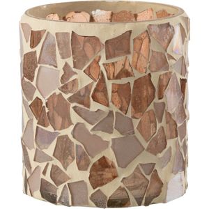 J-Line theelichthouder Mozaiek - glas - beige - small - 2 stuks