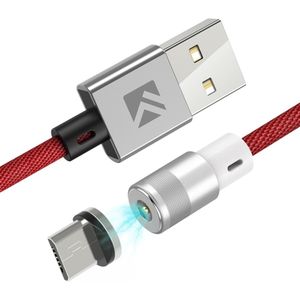 FLOVEME 1m 2A Uitgang 360 Graden Casual USB naar Micro USB Magnetische laadkabel, Ingebouwde blauwe LED-indicator, voor Samsung Galaxy S7 & S7 Edge / LG G4 / Huawei P8 / Geschikt voor Xiaomi Mi4 en andere smartphones (rood)