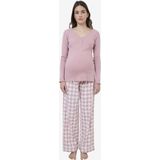 Borstvoedingspyjama - Roze - 2-delige Set - Voor Tijdens en Na Zwangerschap