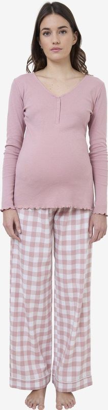 Borstvoedingspyjama - Roze - 2-delige Set - Voor Tijdens en Na Zwangerschap