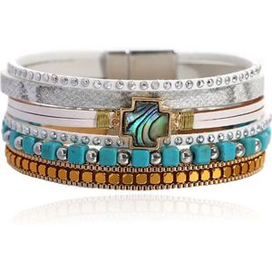 Dames 925 Zilver Tibet Turquoise Open Armband Manchet - Bruiloft Sieraden