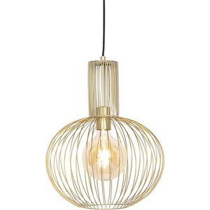 QAZQA wire - Design Hanglamp - 1 lichts - Ø 35 cm - Goud/messing - Woonkamer | Slaapkamer | Keuken