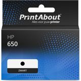 PrintAbout - HP 650 (CZ101AE) - Inktcartridge - Zwart