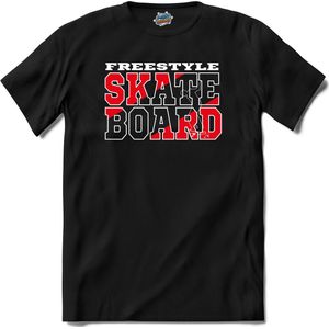 Freestyle Skateboard | Skaten - Skateboard - T-Shirt - Unisex - Zwart - Maat XXL