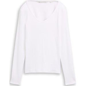 TOM TAILOR DENIM - Shirt - Wit - Lange Mouw - Normale Pasvorm