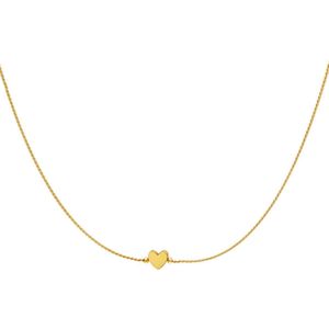 Gouden kleurige ketting met goud hartje - Necklace Heart - Golden - Stainless steel (RVS)