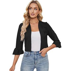 Elegante Dames Bolero met 3/4 Mouwen en Ruches - Perfect voor Feestjes en Casual Dagen