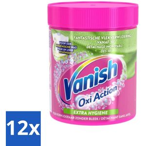 Vanish Oxi Action - Extra Hygiene - Vlekkenverwijderaar Poeder - Zonder Bleek - Gekleurde Was - 470 Gram - Voordeelverpakking - 12 stuks