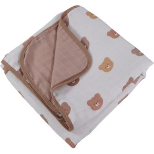 MamaLoes Beertjes Latte 3-Laags Hydrofiel 75 x 100 cm Wiegdeken