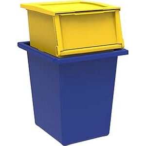 PolkaHome, 25+30 vuilnisbakkenset, afvalscheiding 2 stuks, geel en blauw, materiaal: slagvast polypropyleen, inhoud 25 l + 30 l