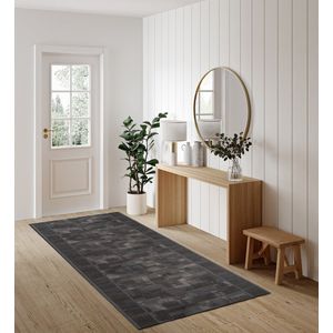 Tapiso Antislip Rubber Mat Zwart Donker Klassiek Rubbermat Tapijt Maat- 100x1300