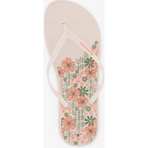 Copacabana dames teenslippers met bloemen beige - Maat 35/36