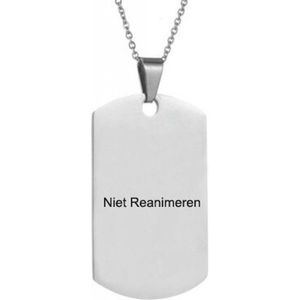 Gegraveerde Niet Reanimeren Ketting - Niet Reanimeren Penning - Do Not Resuscitate - Gegraveerd - Identiteitsplaatje - Dog Tag - Herkenningsplaatje - Roestvrij Staal - RVS - Verstelbaar - Zilverkleurig