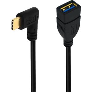 USB-C (m) haaks (links/rechts) naar USB-A (v) adapter - USB3.0 / zwart - 0,25 meter