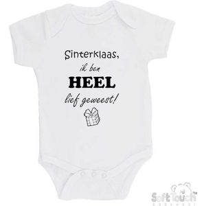 100% katoenen Romper ""Sinterklaas, ik ben heel LIEF geweest!"" Sinterklaas Unisex Katoen Wit/zwart Maat 68/74