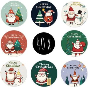 40x Kerst Stickers / Sluitstickers / Cadeaustickers / Kerststickers | CHRISTMAS TIME | 25 mm