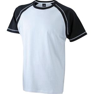 James and Nicholson - Heren Raglan T-Shirt (Wit/Zwart)