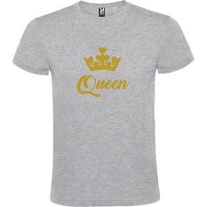 Grijs T shirt met print van ""Queen "" print Goud size M