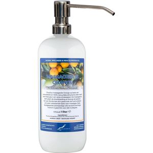 Massageolie Orange 1 liter met zilveren pomp - 100% natuurlijk - biologisch en koud geperst
