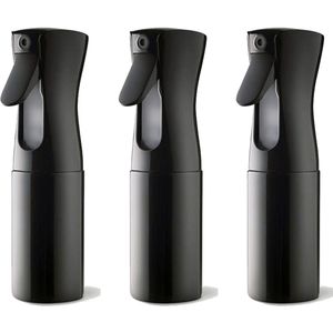Mist spray bottle - 3 Stuks - 300ml - Kappersspray - Waterverstuiver voor Krullen - Kappersspuit - Waterspuit Verstuiver - Sprayflacon - Curly Girl Methode - Geschikt voor Salon, Kapper, Haarverzorging - Zwart