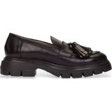 Wondersvoor vrouwen. A-4303 Bones leren loafers zwart (36), Leer, 3 tot 5 cm, Geen, Casual