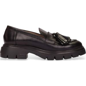 Wondersvoor vrouwen. A-4303 Bones leren loafers zwart (36), Leer, 3 tot 5 cm, Geen, Casual