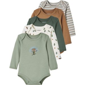 Set van 5 Rompertjes - Cappuccino - Lange Mouwen - Amerikaanse Mouwgaten