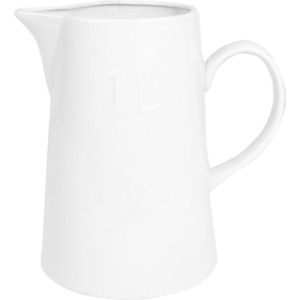 Stevige witte porseleinen schenkkan/waterkan 1 liter 18 cm - 8830