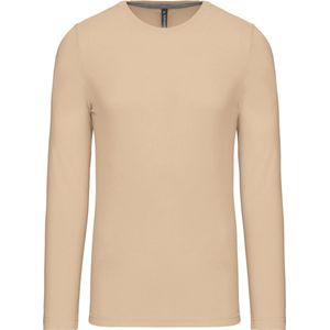 Herenshirt met lange mouwen en ronde hals Light Sand - 3XL