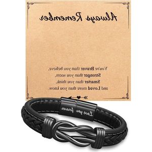 Leren herenarmband met doos - Gepersonaliseerd cadeau voor hem, vader, zoon, broer