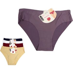Slips - 4-Pack - 4 Naadloze damesslips - Zwart/Wit/Beige - Maat XL