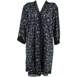 Guy de France - Kimono donkerblauw/print - satijn bedrukt - M