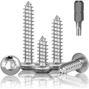 - Roestvrijstalen Plaat Schroeven 70 stuks M4 x 20mm Lenskop Schroeven A2 V2A Torx Hout RVS Zelftappende Schroeven met Bit